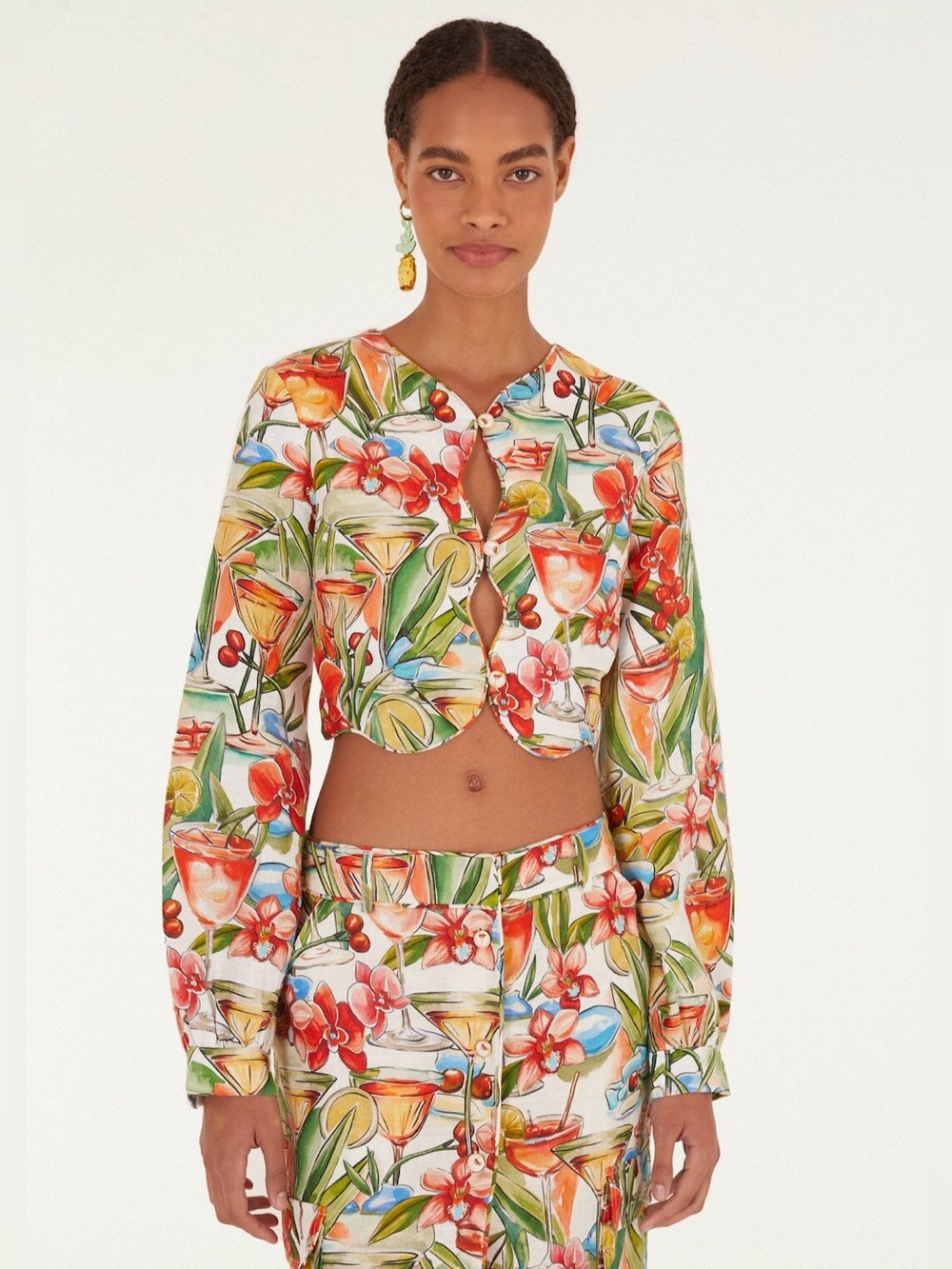 Farm Rio: COCKTAIL OFF-WHITE
WAVY LONG SLEEVE TOP